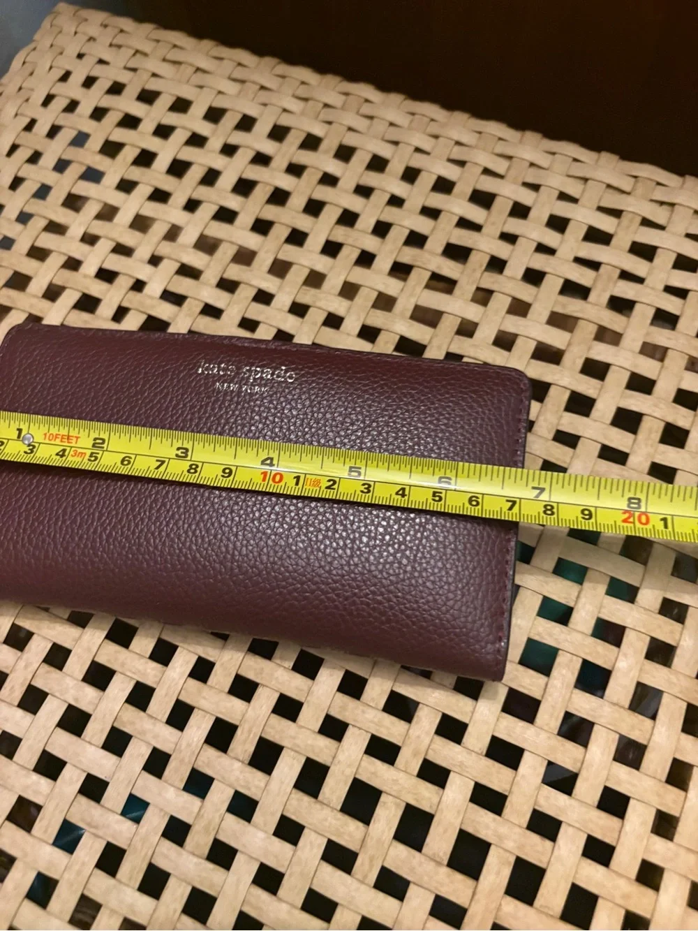 KATE Spade continental cherrywood PEBBLE LEATHER wallet designer